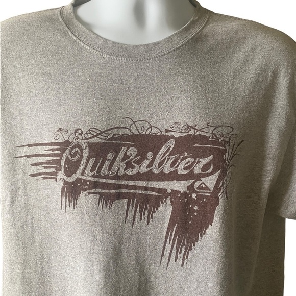 QUIKSILVER Surf Maroon Logo Grey Tee Shirt Men L Large - Picture 2 of 8